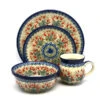 Polish Pottery 4-pc. Place Setting With Standard Bowl - Crimson Bells