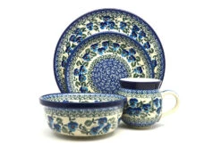Polish Pottery 4-pc. Place Setting With Standard Bowl - Winter Viola
