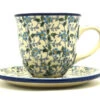 Polish Pottery 8 Oz. Cup & Saucer - Forget-Me-Knot