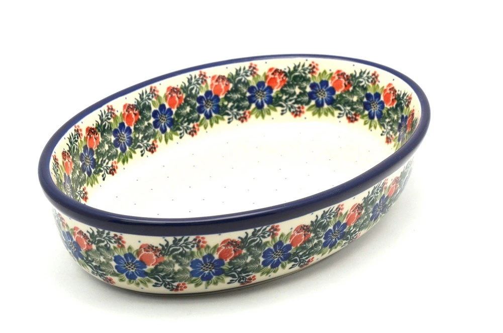 Polish Pottery Baker - Oval - Medium - Garden Party 1 Polish Pottery Baker - Oval - Medium - Garden Party