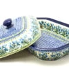 Polish Pottery Baker - Rectangular Covered - Large - Blue Bells