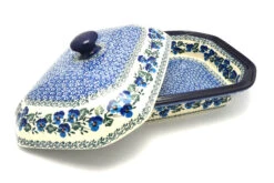 Polish Pottery Baker - Rectangular Covered - Large - Winter Viola