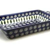 Polish Pottery Baker - Rectangular With Tab Handles - 7 Cups - Peacock