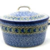 Polish Pottery Baker - Round Covered Casserole - Peacock Feather