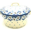 Polish Pottery Baker - Round Covered Casserole - White Poppy