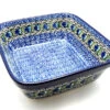 Polish Pottery Baker - Square - Peacock Feather