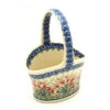 Polish Pottery Basket - Small Hand - Crimson Bells