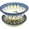 Polish Pottery Berry Bowl With Saucer - Dragonfly