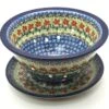 Polish Pottery Berry Bowl With Saucer - Maraschino