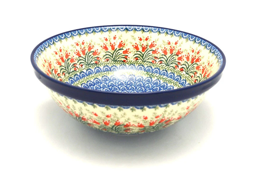 Polish Pottery Bowl - Grand Nesting (10 3/4") - Crimson Bells