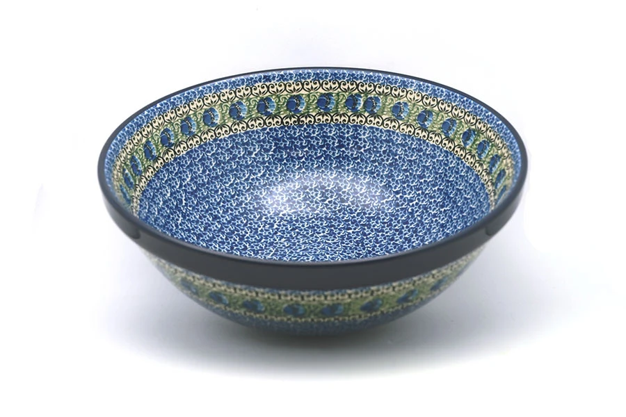Polish Pottery Bowl - Grand Nesting (10 3/4") - Peacock Feather