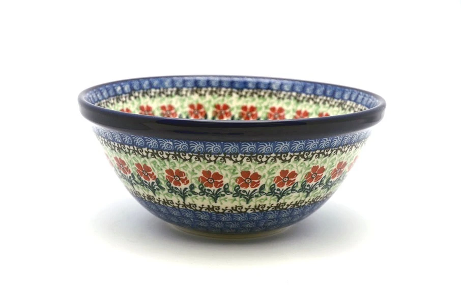 Polish Pottery Bowl - Large Nesting (7 1/2") - Maraschino 1 Polish Pottery Bowl - Large Nesting (7 1/2") - Maraschino