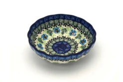 Polish Pottery Bowl - Shallow Scalloped - Small - Morning Glory