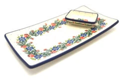 Polish Pottery Bread Dipping Set - Garden Party