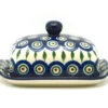 Polish Pottery Butter Dish - Peacock