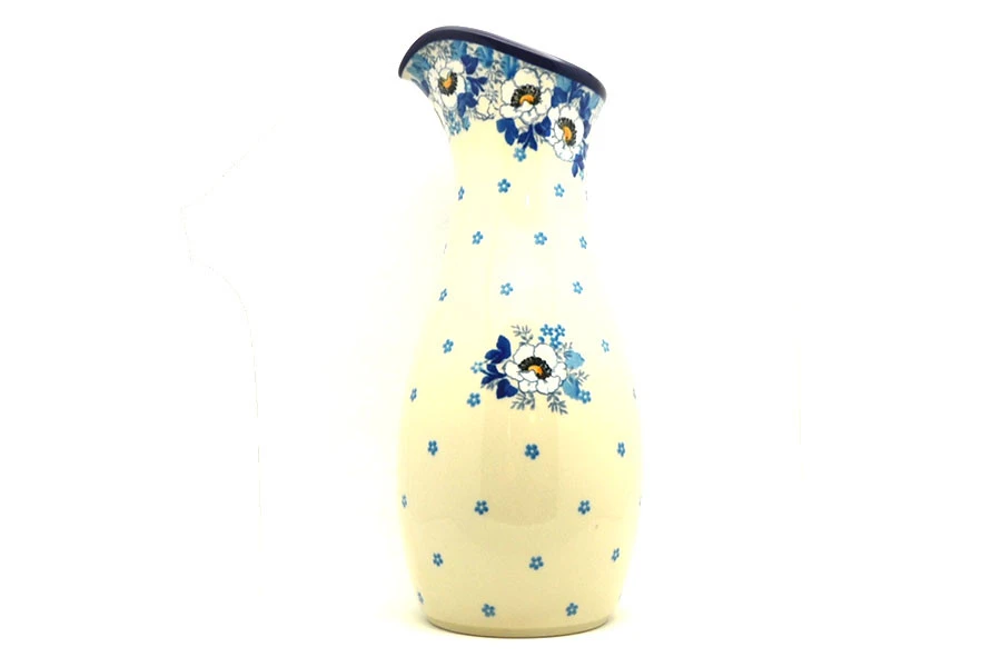Polish Pottery Carafe - 2 1/2 Pint - White Poppy 1 Polish Pottery Carafe - 2 1/2 Pint - White Poppy