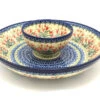 Polish Pottery Chip & Dip Set - Crimson Bells