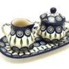 Polish Pottery Cream & Sugar Set - Peacock