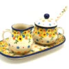 Polish Pottery Cream & Sugar Set With Sugar Spoon - Buttercup