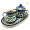 Polish Pottery Cream & Sugar Set With Sugar Spoon - Wisteria