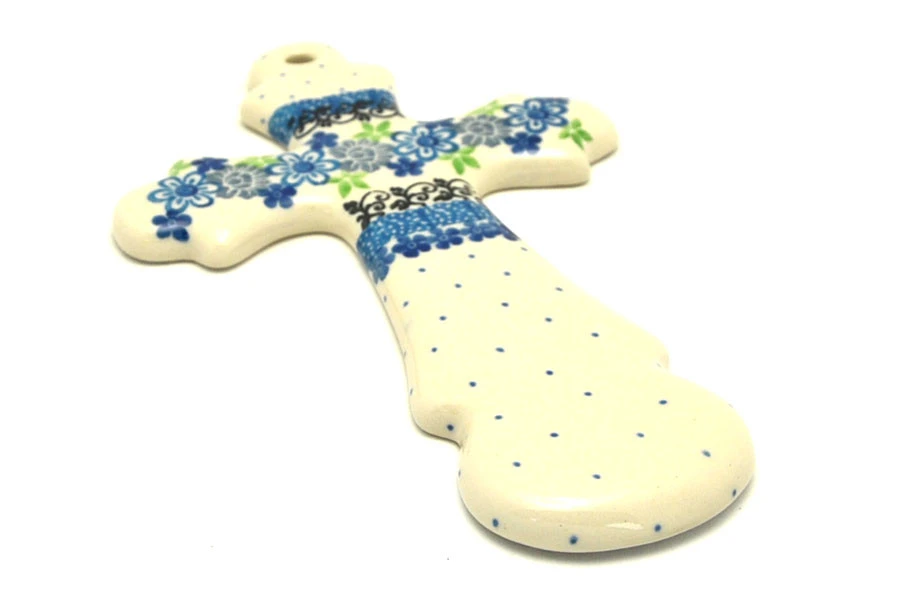 Polish Pottery Cross - Large (8") - Flower Works