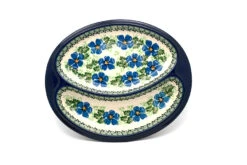 Polish Pottery Dish - Divided Polish Sausage - Morning Glory