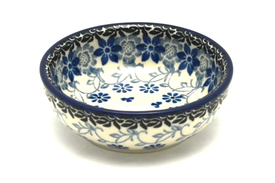 Polish Pottery Dish - Round Food Prep - Silver Lace 1 Polish Pottery Dish - Round Food Prep - Silver Lace