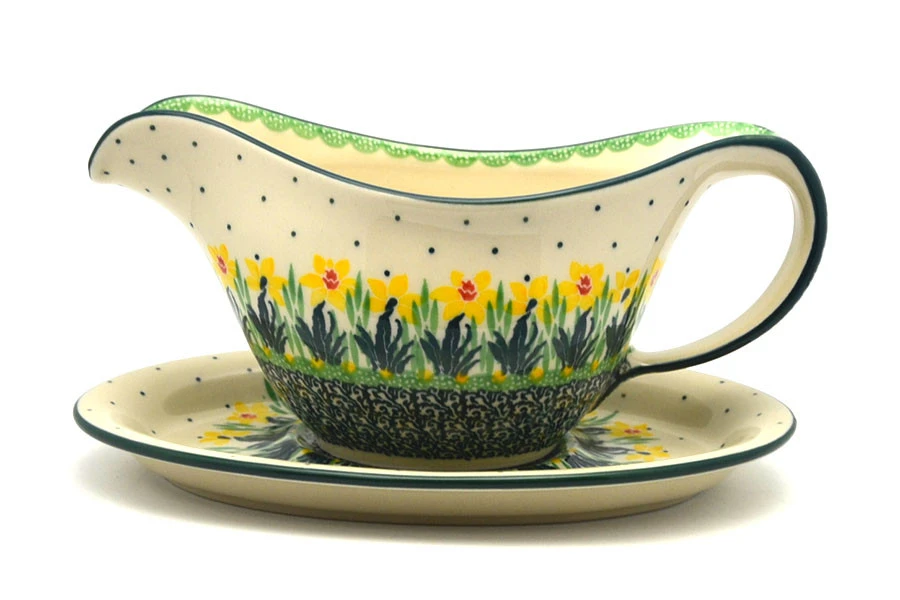 Polish Pottery Gravy Boat - Daffodil 1 Polish Pottery Gravy Boat - Daffodil
