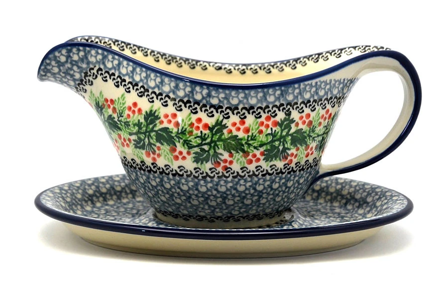 Polish Pottery Gravy Boat - Holly Berry