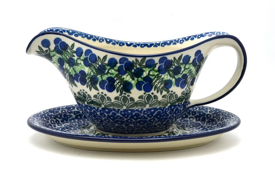 Polish Pottery Gravy Boat - Huckleberry 1 Polish Pottery Gravy Boat - Huckleberry