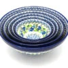 Polish Pottery Nesting Bowl Set - Blue Berries