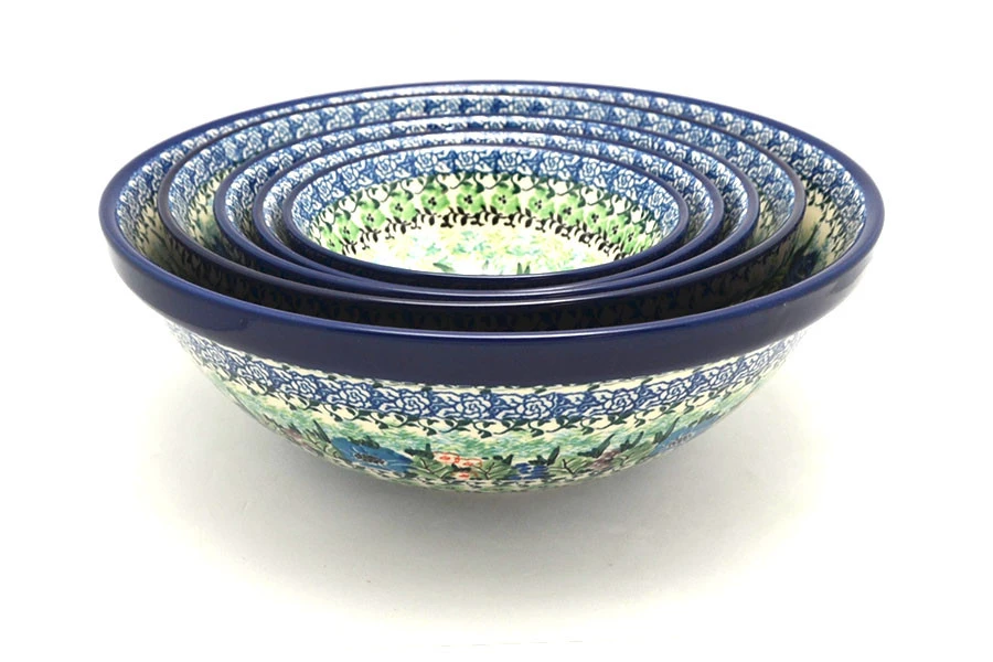 Polish Pottery Nesting Bowl Set - Unikat Signature - U4572 1 Polish Pottery Nesting Bowl Set - Unikat Signature - U4572
