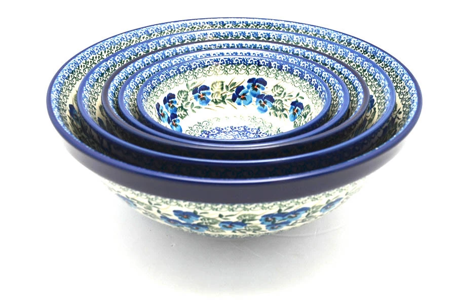 Polish Pottery Nesting Bowl Set - Winter Viola