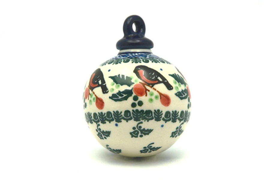Polish Pottery Ornament - Ball - Red Robin