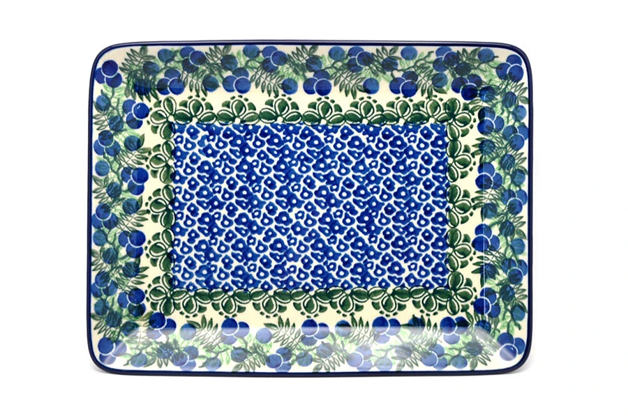 Polish Pottery Plate - Rectangular - Huckleberry 1 Polish Pottery Plate - Rectangular - Huckleberry