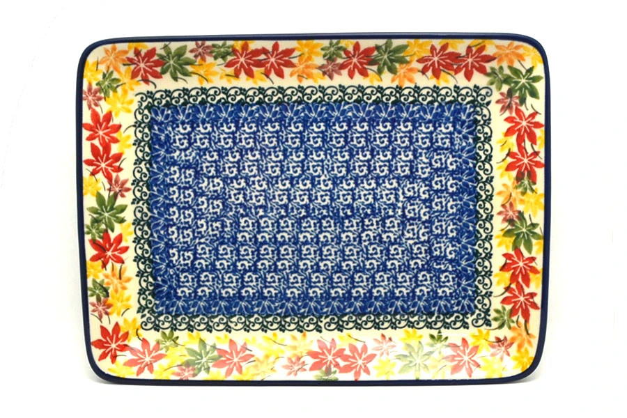 Polish Pottery Plate - Rectangular - Maple Harvest 1 Polish Pottery Plate - Rectangular - Maple Harvest