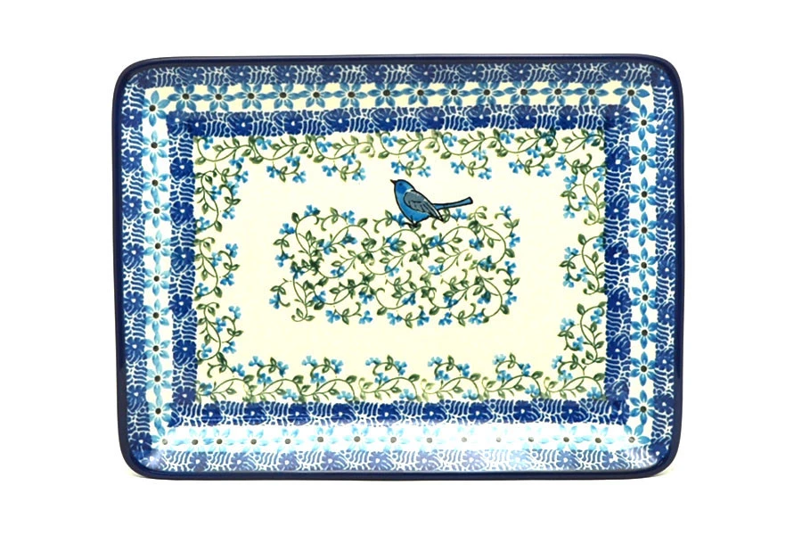 Polish Pottery Plate - Rectangular - Song Bird