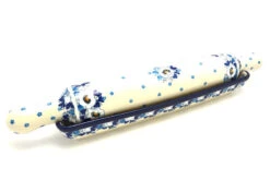 Polish Pottery Rolling Pin With Stand - White Poppy