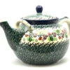 Polish Pottery Teapot - 1 3/4 Qt. - Burgundy Berry Green