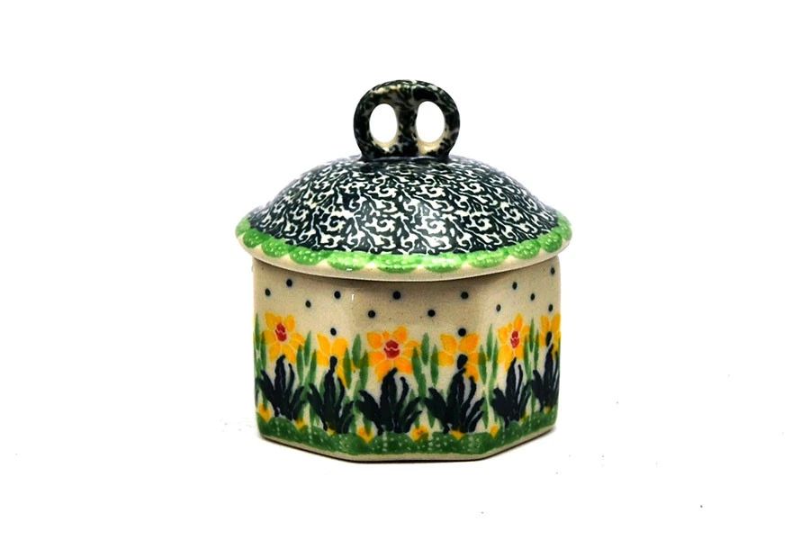 Polish Pottery Trinket Box - Daffodil 1 Polish Pottery Trinket Box - Daffodil