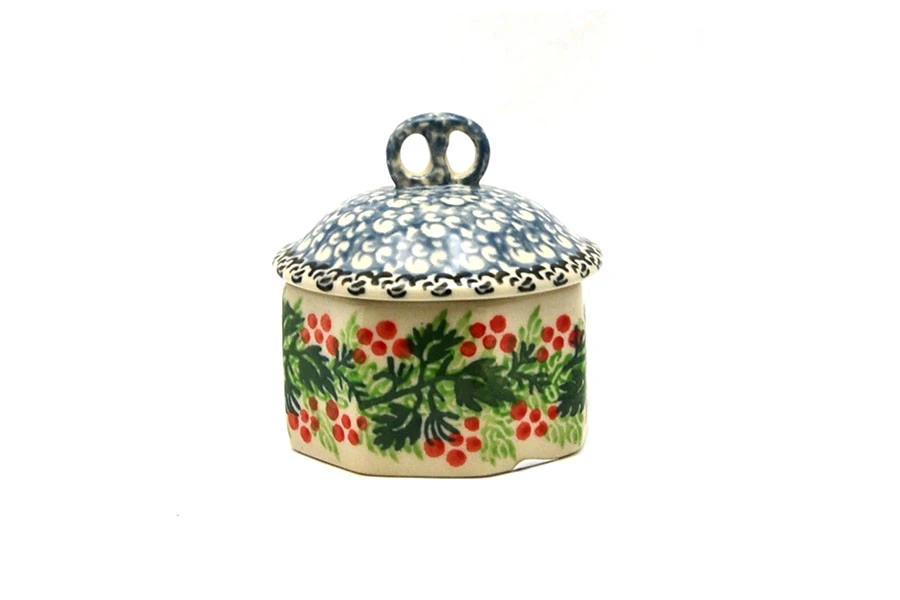 Polish Pottery Trinket Box - Holly Berry 1 Polish Pottery Trinket Box - Holly Berry